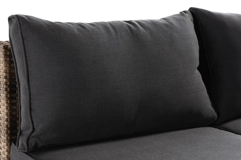 Wisconsin Premium Loungesofa uten Armstøtte 2-seters - Kunstrotting/Sand/Svart - Hagemøbler - Balkong - Balkongmøbler - Balkongsofaer