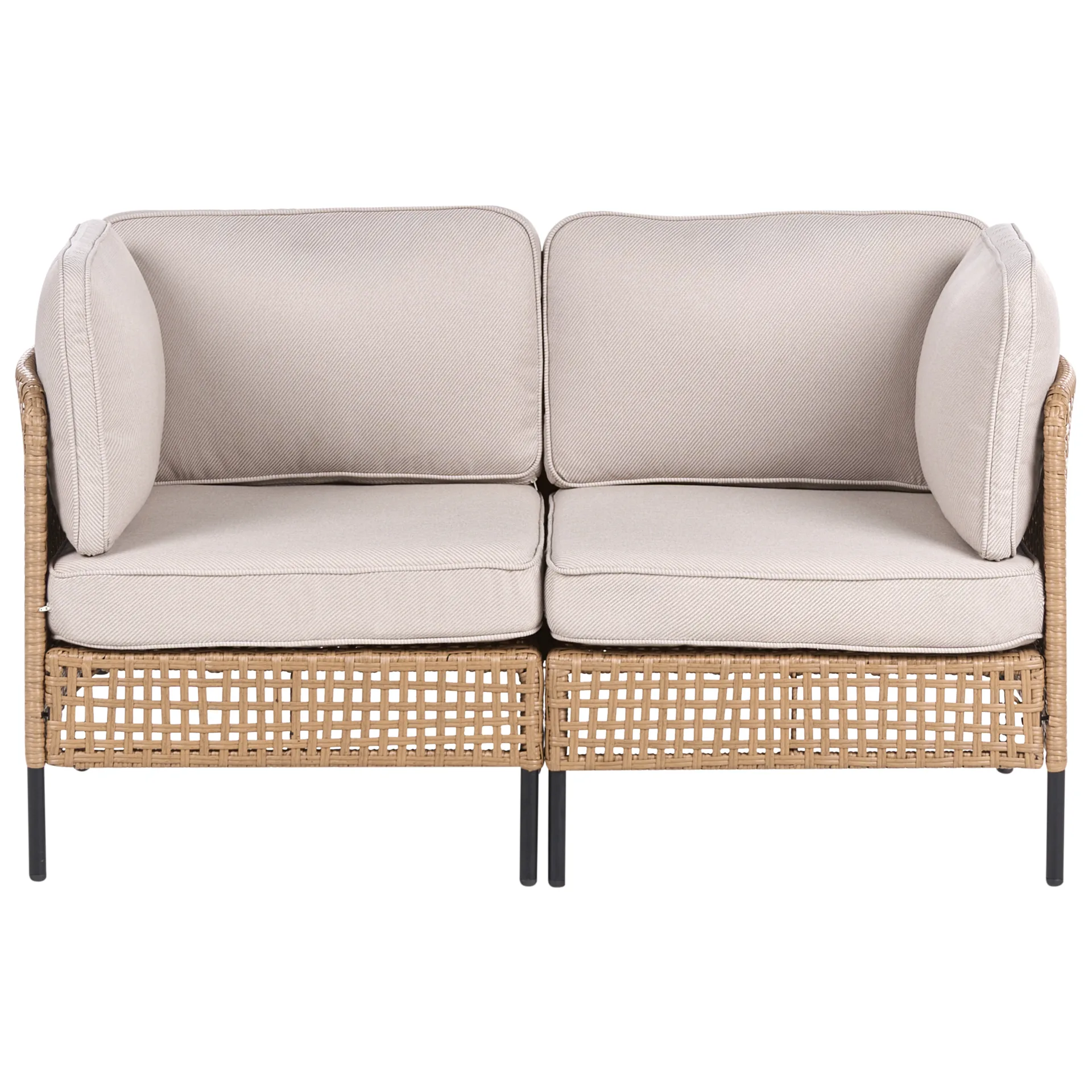 Sofa utendørs 2-seter Omegana kunstrotting - Beige/Svart
