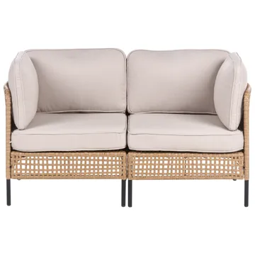 Sofa utendørs 2-seter Omegana kunstrotting - Beige/Svart - Hagemøbler - Balkong - Balkongmøbler - Balkongsofaer
