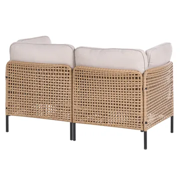 Sofa utendørs 2-seter Omegana kunstrotting - Beige/Svart - Hagemøbler - Balkong - Balkongmøbler - Balkongsofaer
