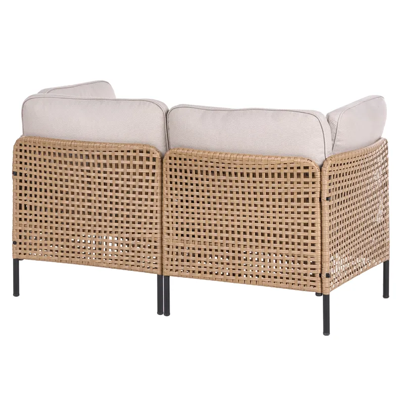 Sofa utendørs 2-seter Omegana kunstrotting - Beige/Svart - Hagemøbler - Balkong - Balkongmøbler - Balkongsofaer