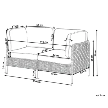Sofa utendørs 2-seter Omegana kunstrotting - Beige/Svart - Hagemøbler - Balkong - Balkongmøbler - Balkongsofaer