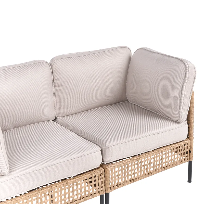Sofa utendørs 2-seter Omegana kunstrotting - Beige/Svart - Hagemøbler - Balkong - Balkongmøbler - Balkongsofaer