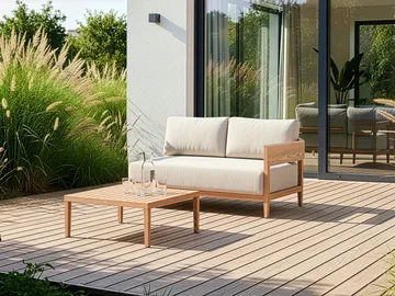 Sofa utendørs med bord 2-seter Sampieri - Brun/Beige - Hagemøbler - Loungemøbler - Sofagruppe utendørs