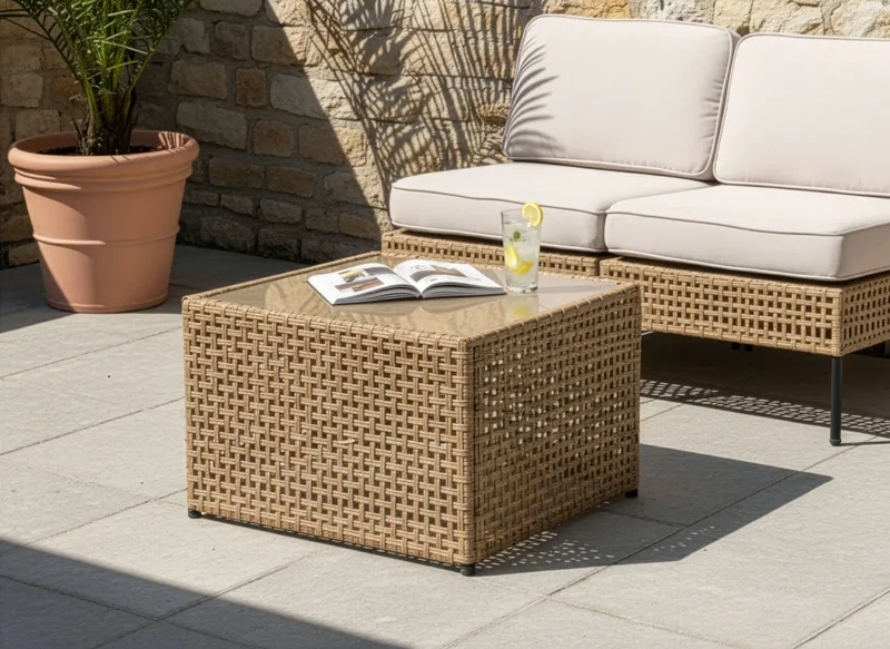 Sofabord utendørs Omegana 66 cm kunstrotting - Beige - Hagemøbler - Balkong - Balkongmøbler - Balkongbord