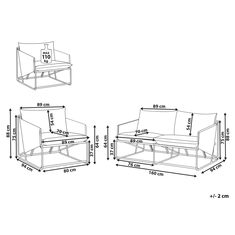 Sofagruppe utendørs 3-seter Ponte - Grønn/Beige - Hage - Utemiljø - Veranda & terrasse - Verandamøbler