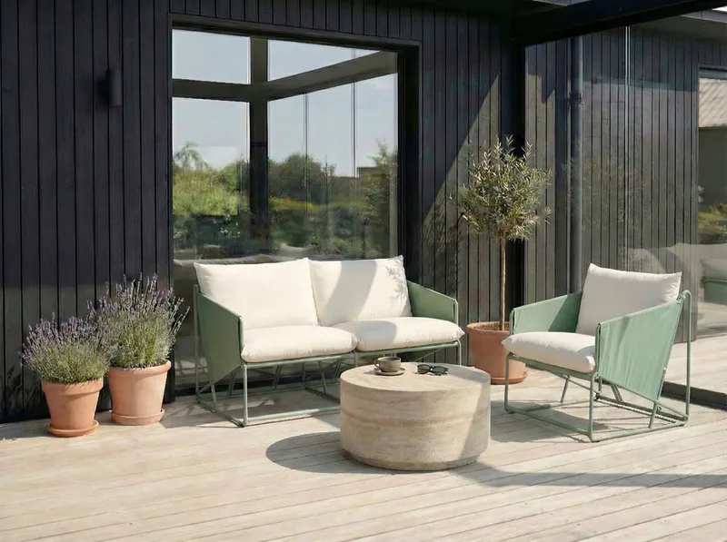 Sofagruppe utendørs 3-seter Ponte - Grønn/Beige - Hage - Utemiljø - Veranda & terrasse - Verandamøbler