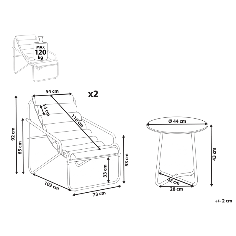 Sofagruppe utendørs med bord 2-seter Pasto - Grønn/Beige - Hagemøbler - Balkong - Balkongmøbler - Balkonggrupper