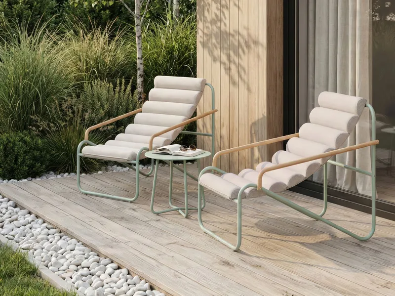 Sofagruppe utendørs med bord 2-seter Pasto - Grønn/Beige - Hagemøbler - Balkong - Balkongmøbler - Balkonggrupper