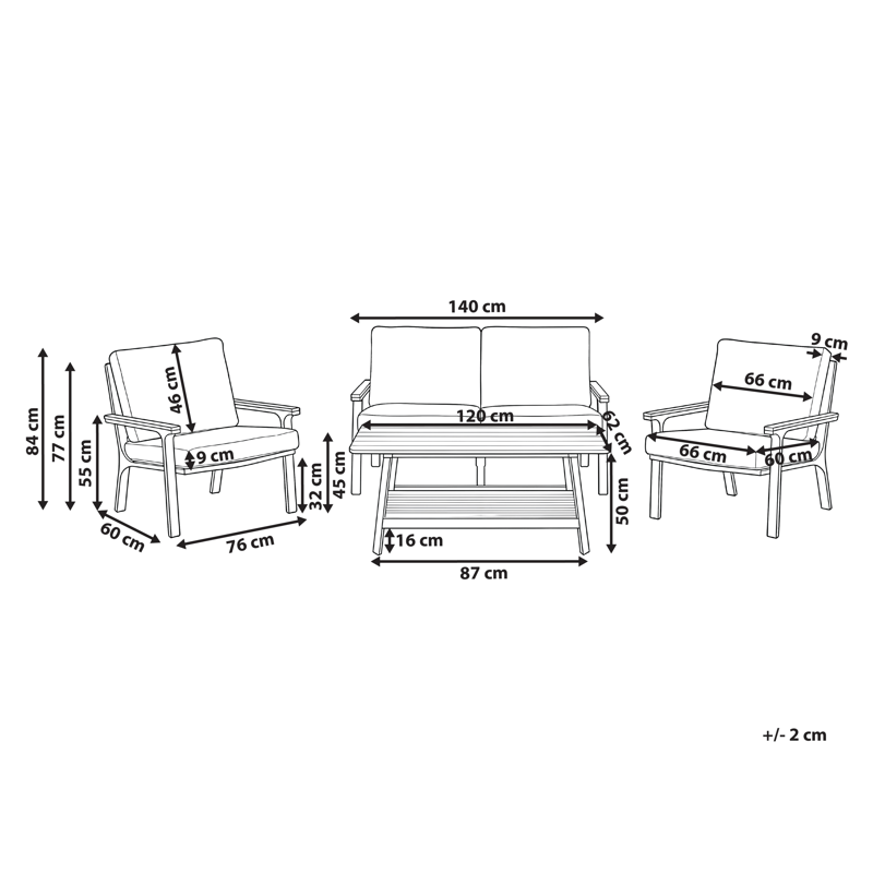 Sofagruppe utendørs med bord 4-seter Orero - Beige/Hvit/Brun - Hage - Utemiljø - Veranda & terrasse - Verandamøbler