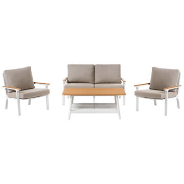 Sofagruppe utendørs med bord 4-seter Orero - Beige/Hvit/Brun - Hagemøbler - Loungemøbler - Sofagruppe utendørs