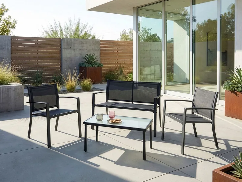 Sofagruppe utendørs med bord 4-seter Tavoleto - Mørkegrå - Hage - Utemiljø - Veranda & terrasse - Verandamøbler