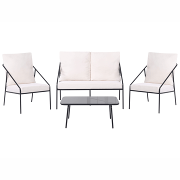 Sofagruppe utendørs med bord 4-seter Ustica - Svart/Hvit - Hagemøbler - Loungemøbler - Sofagruppe utendørs