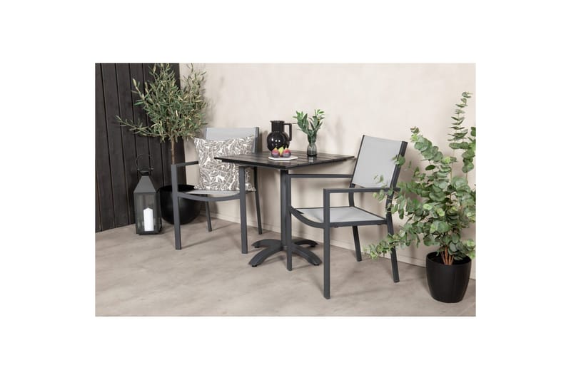 Spisegruppe Colorado Cafébord 70x70 cm Svart med 2 Copacabana Stoler - Hagemøbler - Balkong - Balkongmøbler - Balkonggrupper