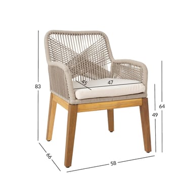 Stol HOME4YOU Florida 58x66x83 cm Akasie, beige - Beige - Hagemøbler - Balkong - Balkongmøbler - Balkongstoler