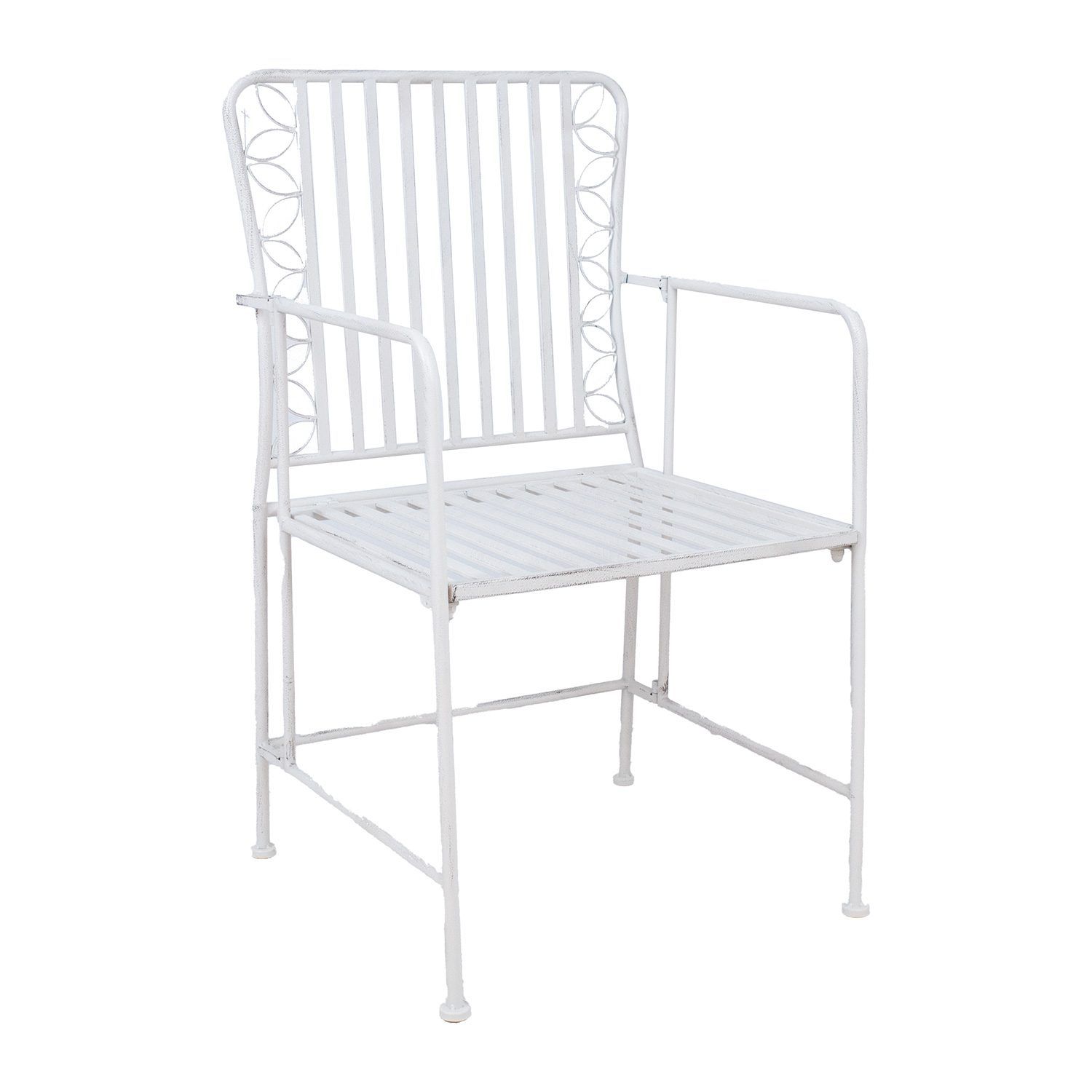 Stol HOME4YOU Jasmine antikk hvit metall - antik hvit
