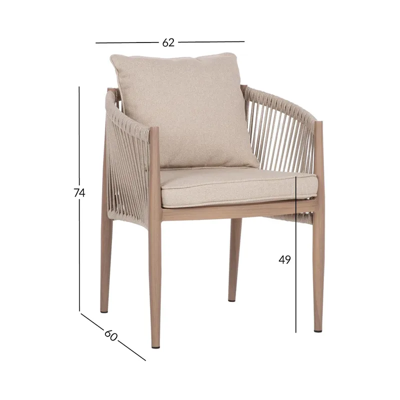 Stol HOME4YOU Medina 62x60x74 cm beige - Beige - Hagemøbler - Balkong - Balkongmøbler - Balkongstoler