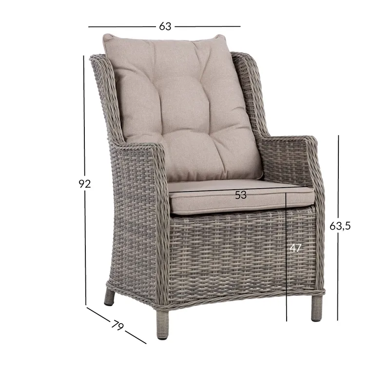 Stol HOME4YOU Trento Lysegrå - Lysegrå - Hagemøbler - Balkong - Balkongmøbler - Balkongstoler