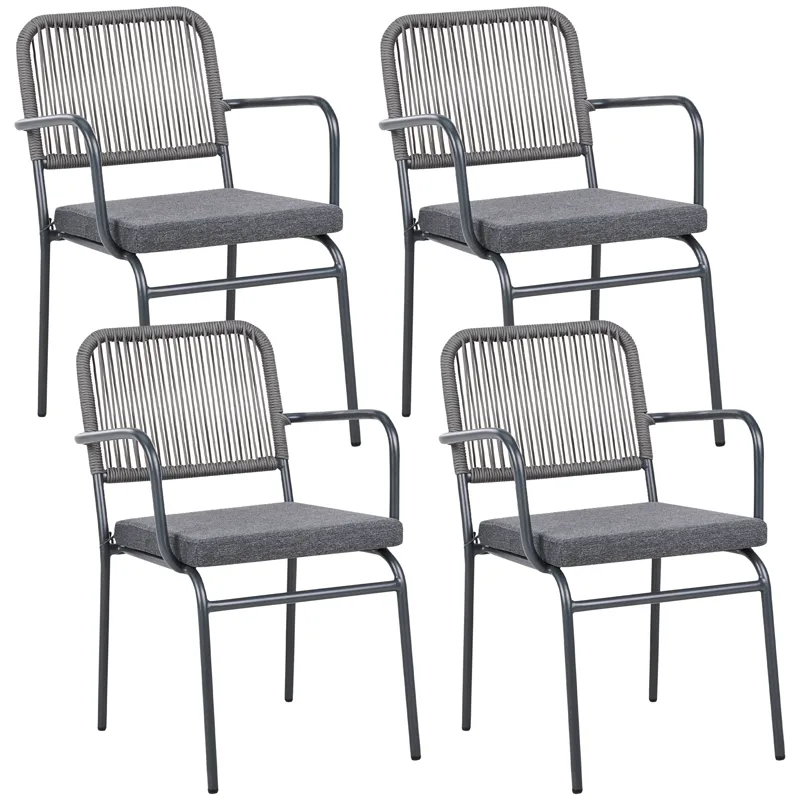 Stol utendørs med pute Taceno, Grå