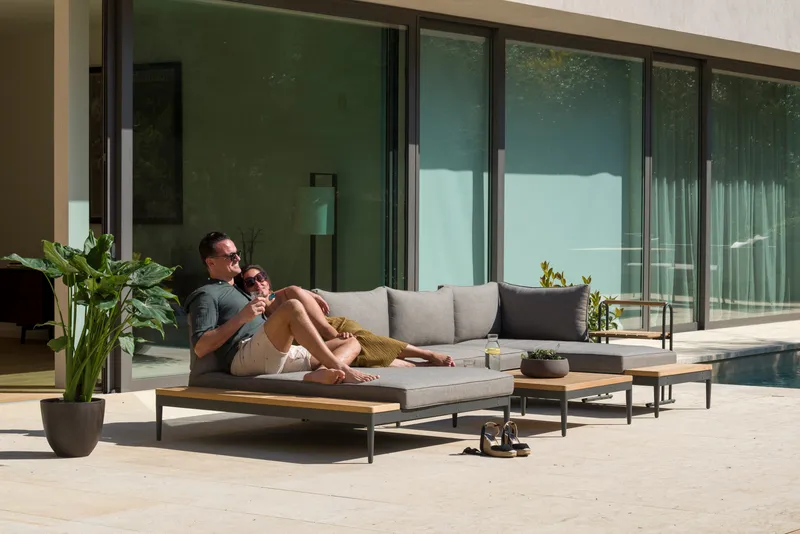 TOPAZ Dagbedd XL - Tre/Grå - Hagemøbler - Balkong - Balkongmøbler - Balkongsofaer