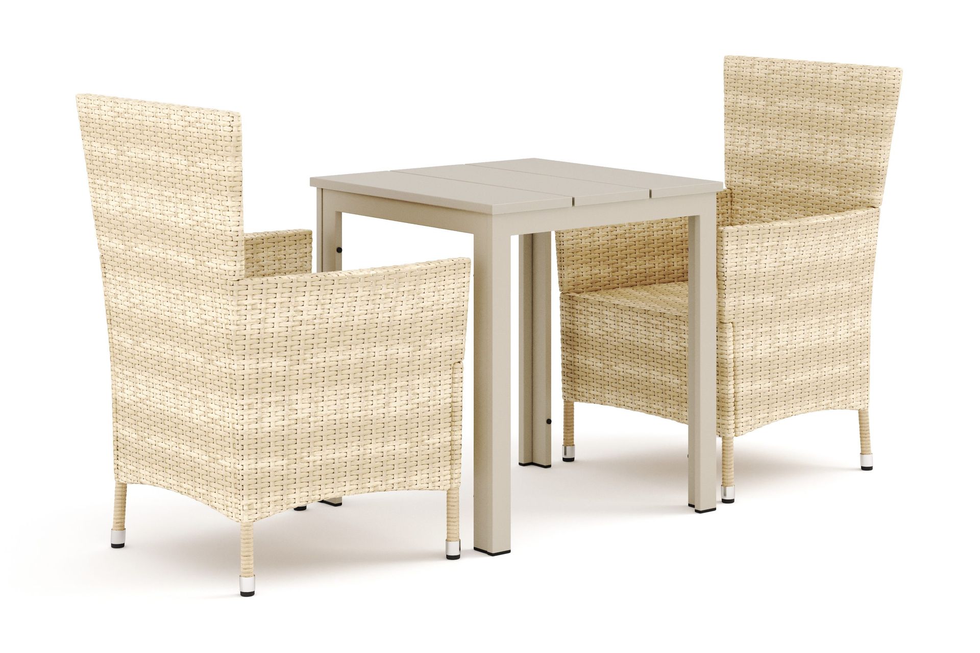 Tunis utendørs caféssett 70x70 cm med 2 Thor utendørs lenestoler - Beige/Beige