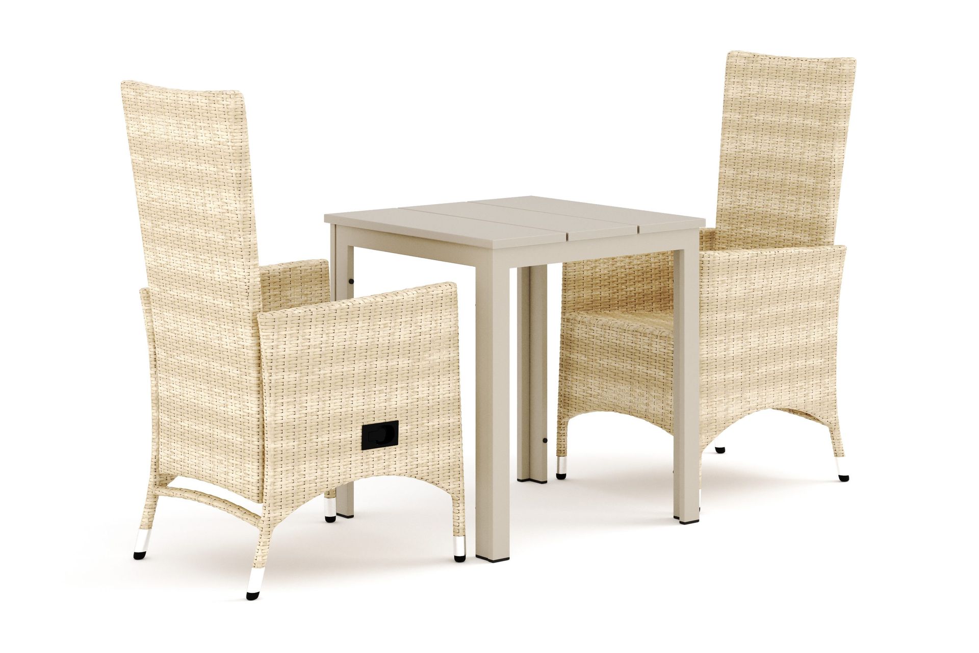 Tunis utendørs kafésett 70x70 cm med 2 Jenny spisestoler - Beige/Beige