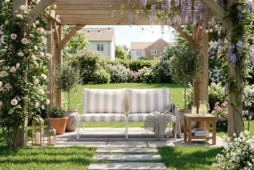 Usteryd 2-seters Loungesofa - Beige/Stripet - Hagemøbler - Balkong - Balkongmøbler - Balkongsofaer