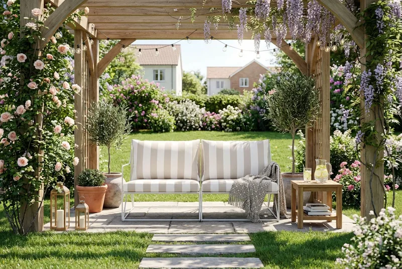 Usteryd 2-seters Loungesofa - Beige/Stripet - Hagemøbler - Balkong - Balkongmøbler - Balkongsofaer