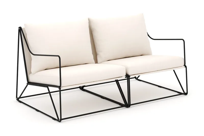 Usteryd 2-seters Loungesofa - Svart/Beige - Hagemøbler - Balkong - Balkongmøbler - Balkongsofaer