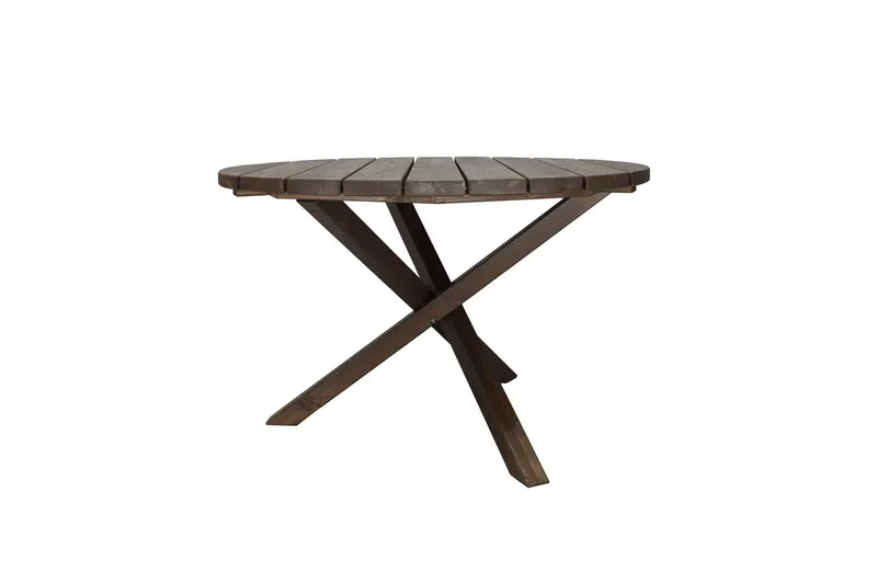 Utendørs møbelgruppe Ø 112 cm bord & 4 Levanto grå stoler Brun - Brun - Hagemøbler - Hagegruppe - Spisegrupper hage