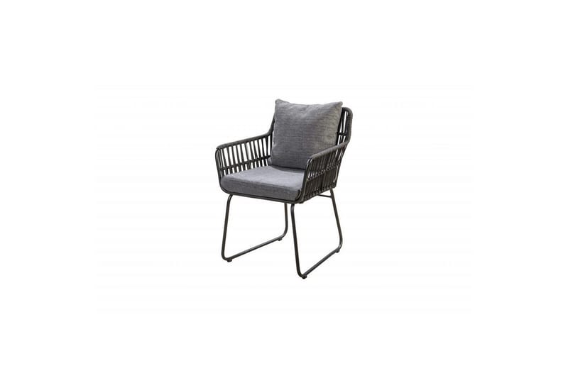 Utendørs møbelgruppe Ø 112 cm bord & 4 Levanto grå stoler Grå - Grå - Hagemøbler - Hagegruppe - Spisegrupper hage