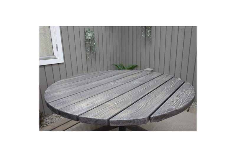 Utendørs møbelgruppe Ø 112 cm bord & 4 Levanto grå stoler Grå - Grå - Hagemøbler - Hagegruppe - Spisegrupper hage