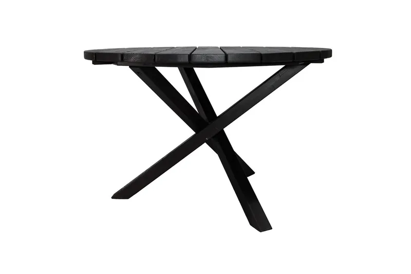 Utendørs møbelgruppe Ø 112 cm bord & 4 Levanto grå stoler Svart - Svart - Hagemøbler - Hagegruppe - Spisegrupper hage