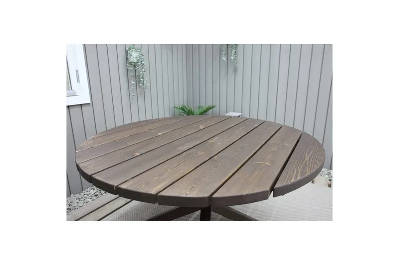 Utendørs møbelgruppe Ø 112 cm bord & 4 Merida naturlig stoler Brun - Brun - Hagemøbler - Balkong - Balkongmøbler - Balkonggrupper