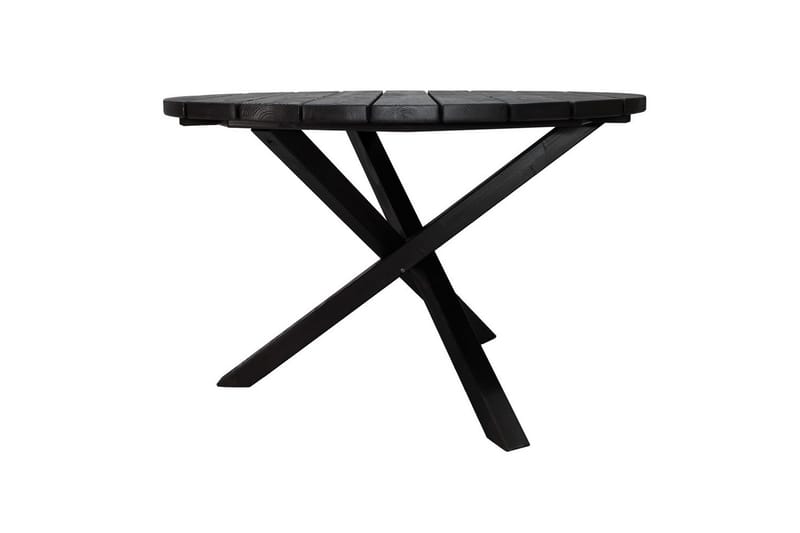 Utendørs møbelgruppe Ø 112 cm bord & 4 Merida naturlig stoler Svart - Svart - Hagemøbler - Balkong - Balkongmøbler - Balkonggrupper