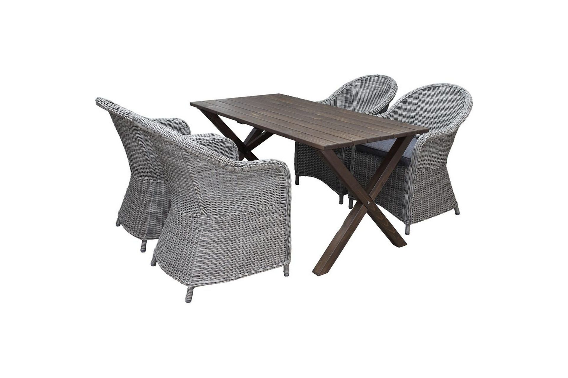 Utendørs møbelgruppe 150 cm bord & 4 Belize grå stoler Brun - Brun