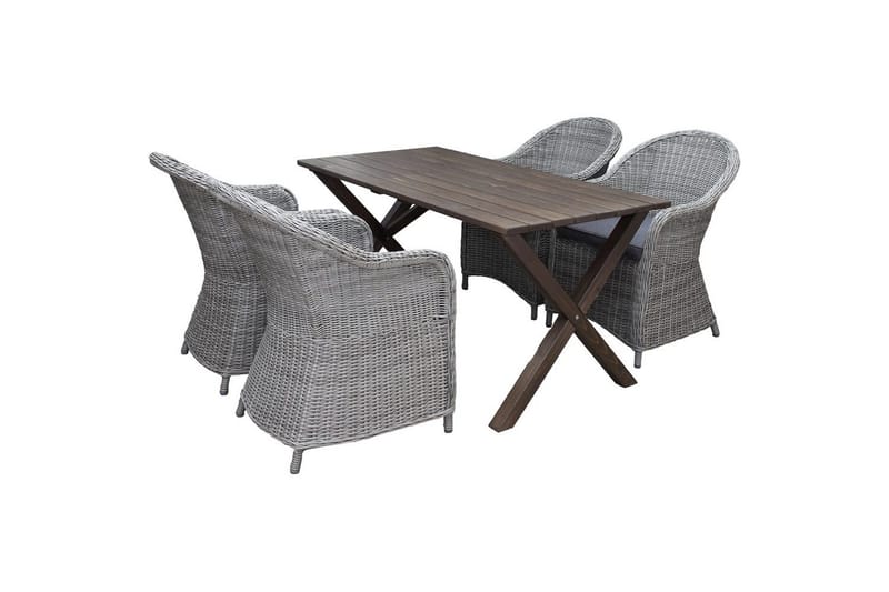 Utendørs møbelgruppe 150 cm bord & 4 Belize grå stoler Brun, Brun