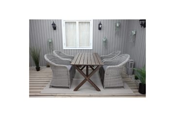 Utendørs møbelgruppe 150 cm bord & 4 Belize grå stoler Brun - Brun - Hagemøbler - Hagegruppe - Spisegrupper hage