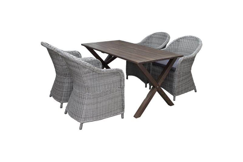 Utendørs møbelgruppe 150 cm bord & 4 Belize grå stoler Brun - Brun - Hagemøbler - Balkong - Balkongmøbler - Balkonggrupper