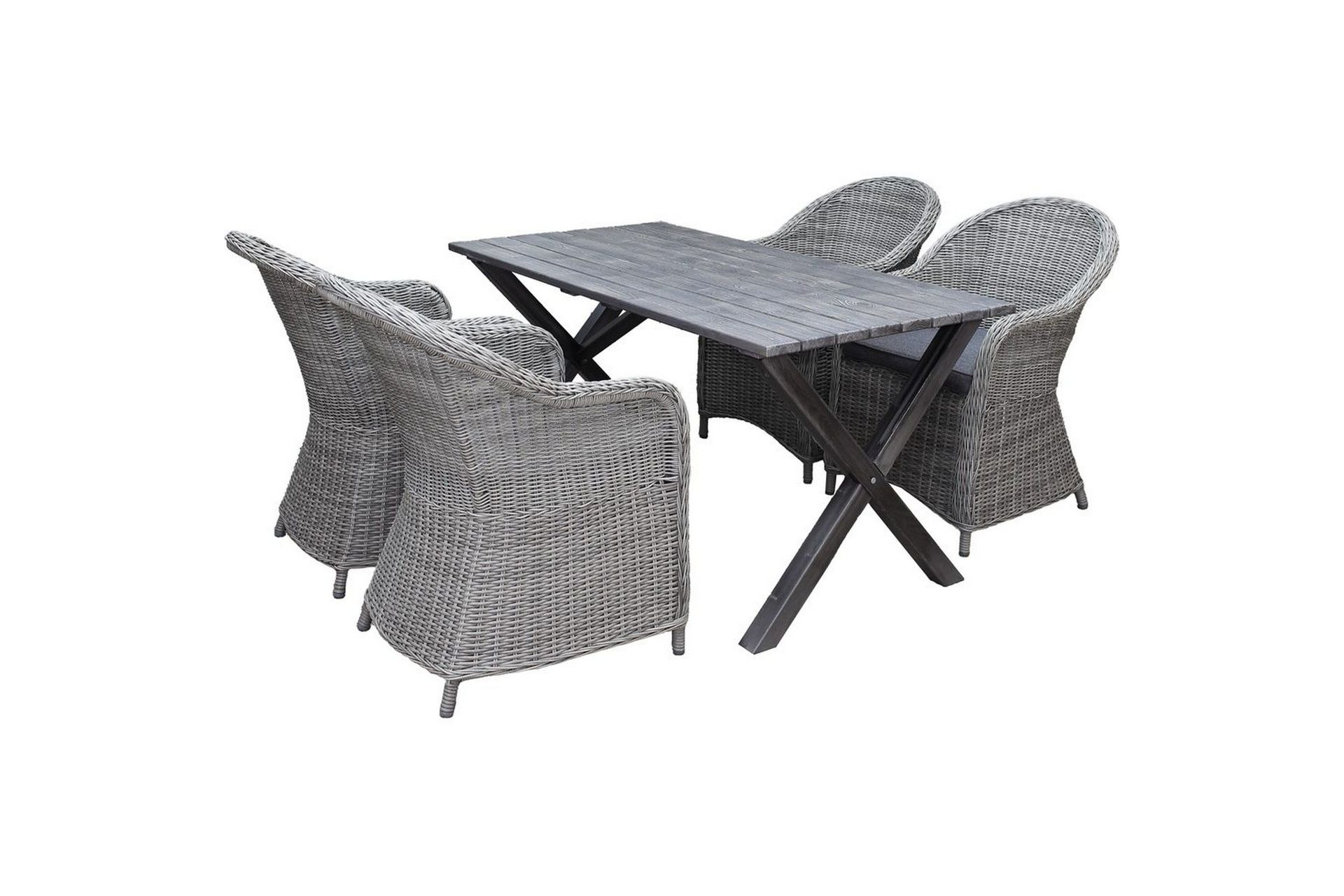 Utendørs møbelgruppe 150 cm bord & 4 Belize grå stoler Grå - Grå