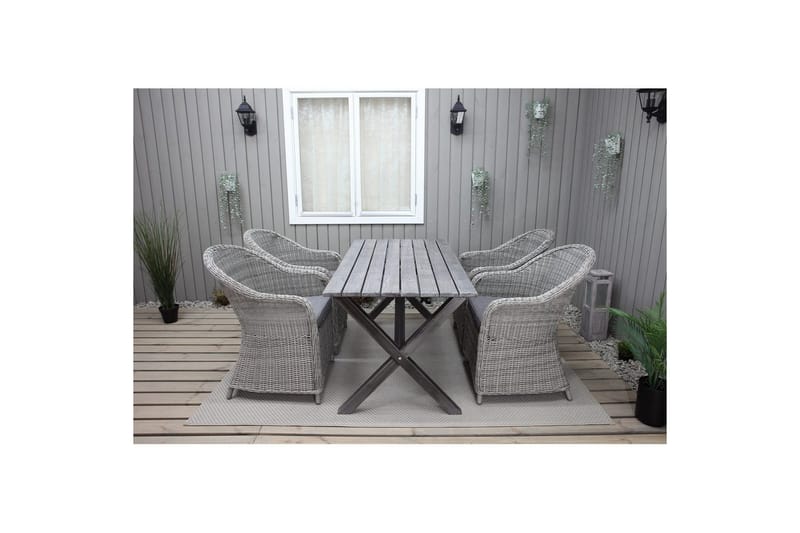 Utendørs møbelgruppe 150 cm bord & 4 Belize grå stoler Grå - Grå - Hagemøbler - Balkong - Balkongmøbler - Balkonggrupper