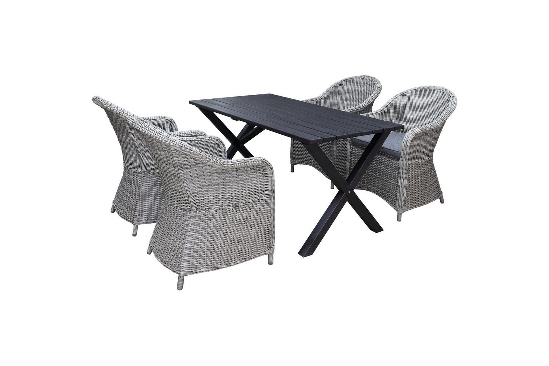 Utendørs møbelgruppe 150 cm bord & 4 Belize grå stoler Svart - Svart