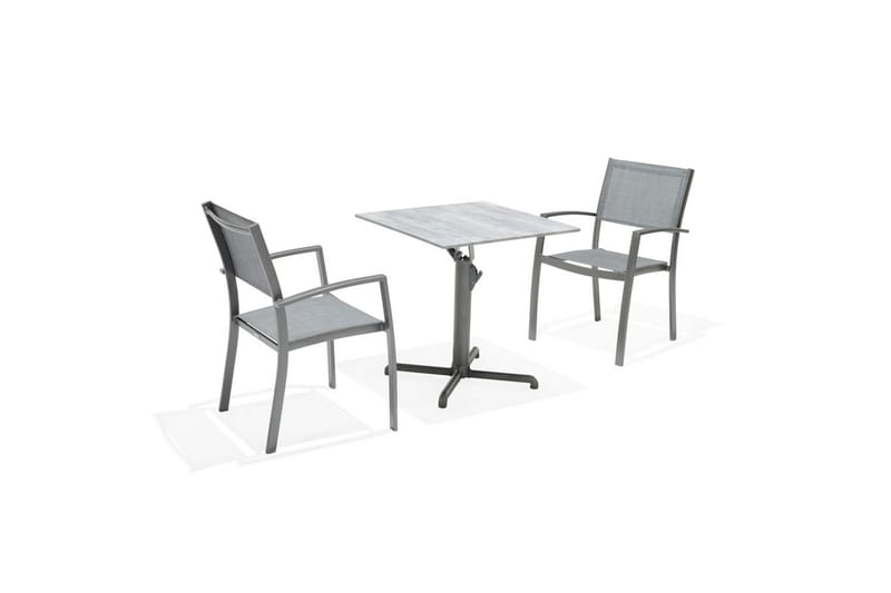 Utendørs møbelgruppe Lifestyle Garden Solana bistro bord + 2 x stabelbar lenestol - Hagemøbler - Balkong - Balkongmøbler - Balkonggrupper