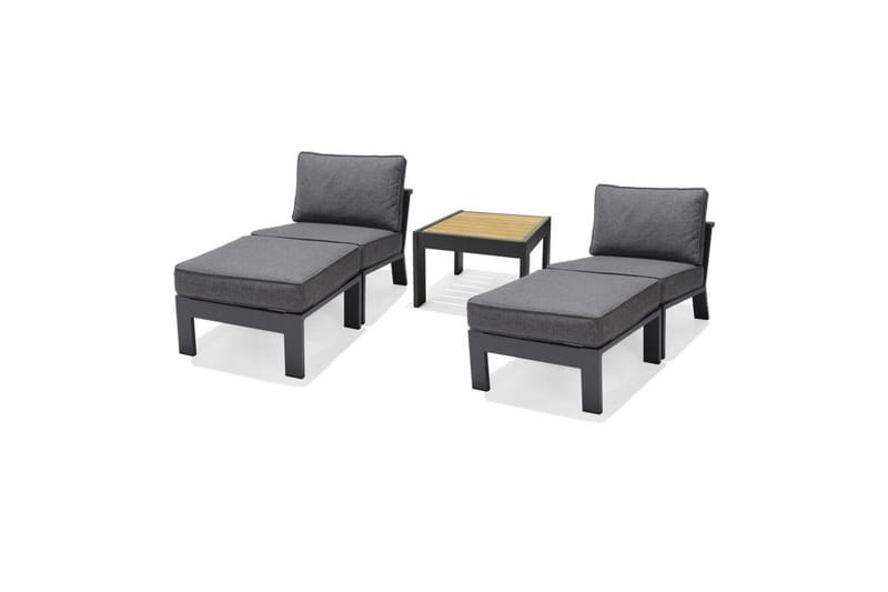 Utendørs møbelgruppe Lifestyle Garden PALAU 2x siderstol + 2x ottoman + sidebord 60 cm - Hagemøbler - Balkong - Balkongmøbler - Balkonggrupper