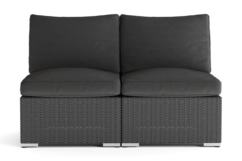 Wisconsin Loungesofa Utendørs uten Armlener 2-seter Kunstrotting, Svart