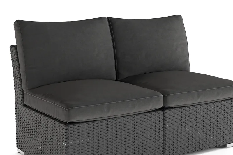 Wisconsin Loungesofa Utendørs uten Armlener 2-seter Kunstrotting - Svart - Hagemøbler - Balkong - Balkongmøbler - Balkongsofaer