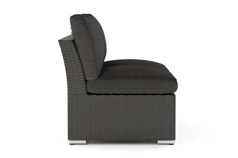 Wisconsin Loungesofa Utendørs uten Armlener 2-seter Kunstrotting - Svart - Hagemøbler - Balkong - Balkongmøbler - Balkongsofaer