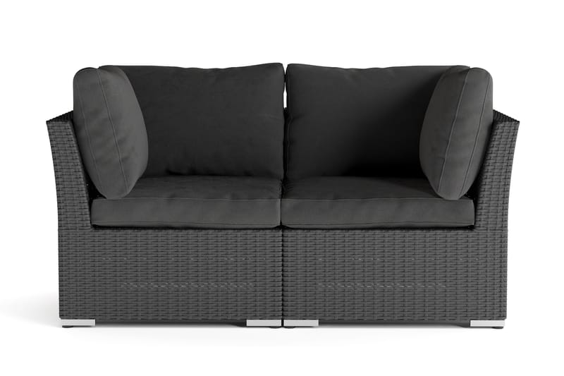 Wisconsin Premium Loungesofa Utendørs med Armlener 2-seter Kunstrotting - Svart - Hagemøbler - Loungemøbler - Lounge sofa