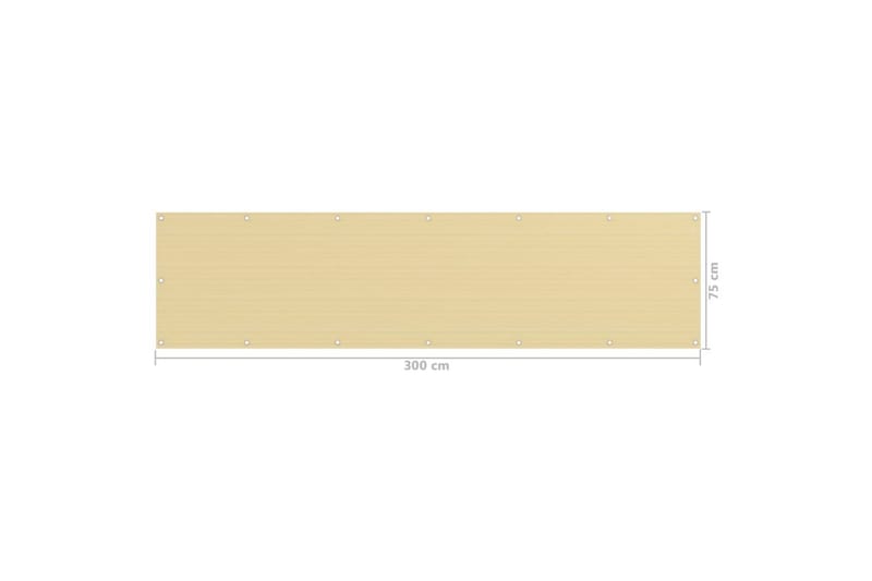Balkongskjerm beige 75x300 cm HDPE - Beige - Balkongbeskyttelse