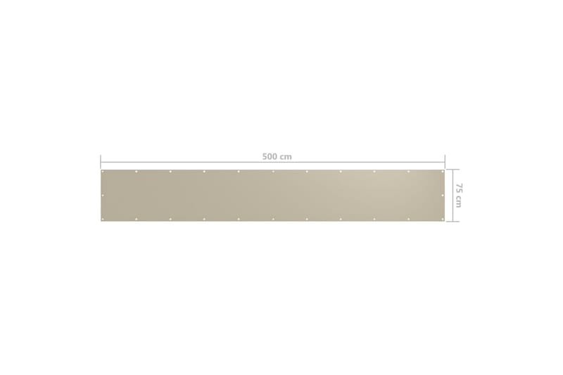 Balkongskjerm beige 75x500 cm oxfordstoff - Beige - Hagemøbler - Balkong - Sikkerhet & vindbeskyttelse balkong - Balkongbeskyttelse